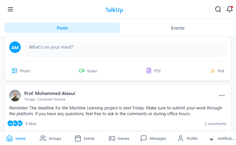 TalkUp - Social Networking Platform
